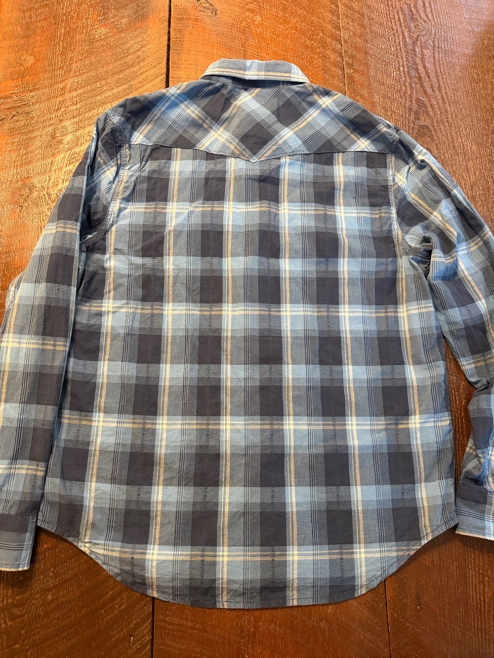 Lucky Brand Men’s L Blue Plaid Button Down Shirt Western Casual Flannel - Picture 8 of 9